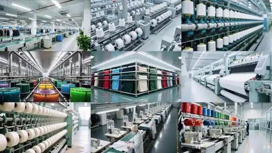 现代化服装纺织工厂生产流程高清在线视频素材下载