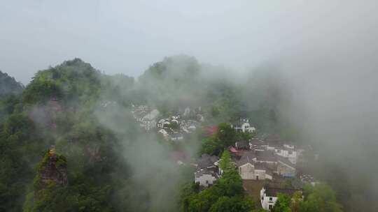 (4k)安徽省黄山市齐云山云海古村落航拍