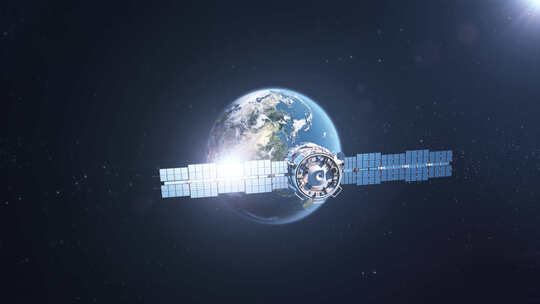 4K卫星俯冲地球_带alpha通道视频素材模板下载