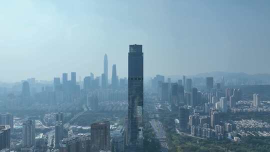 深圳汉国中心航拍福田汉国大厦城市建筑风光