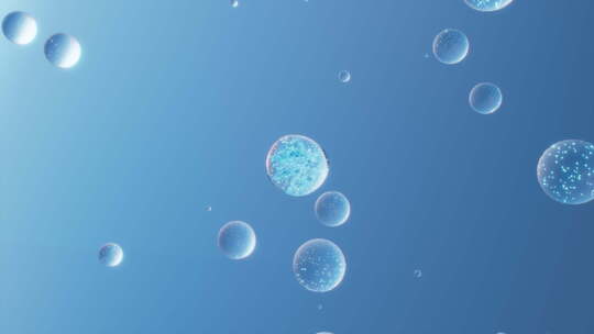 蓝色气泡细胞分子原子精华水珠视频素材模板下载