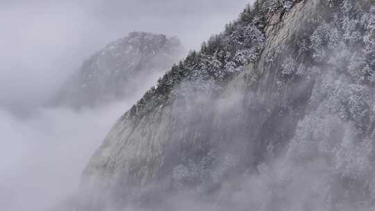 4K秦岭朱雀国家森林公园（冰晶顶）雪景航拍