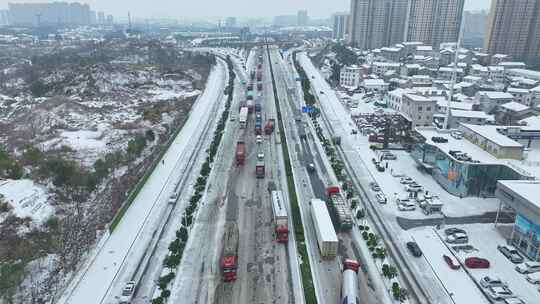 冰雪灾害航拍素材