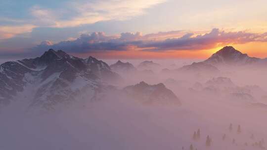 大气雪山 雪山延时