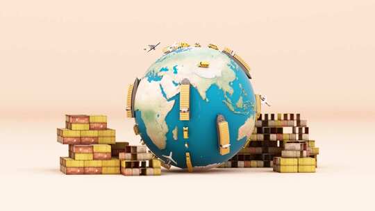 全球金融与货币概念的3d渲染