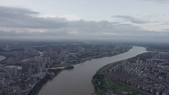 4k航拍衡阳湘江风光城市天际线