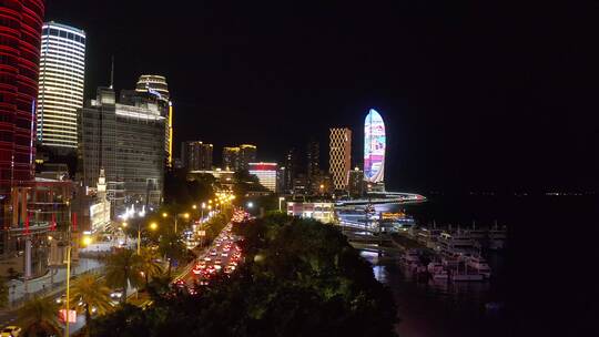 4K航拍厦门鹭江道灯光秀夜景