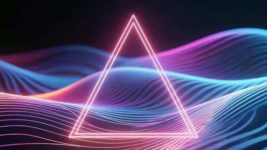 霓虹三角与波浪线条背景
