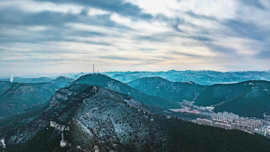 济南佛慧山雪后航拍延时视频素材模板下载