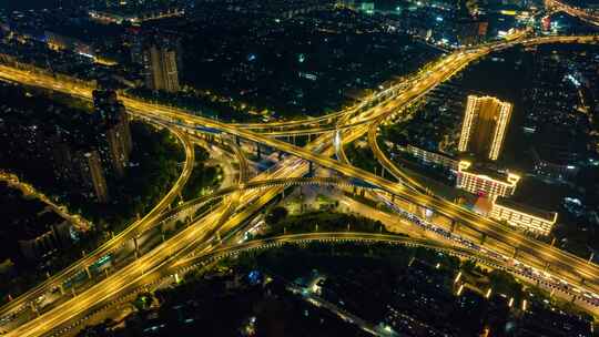 南京_南京双桥门立交夜景航拍延时002