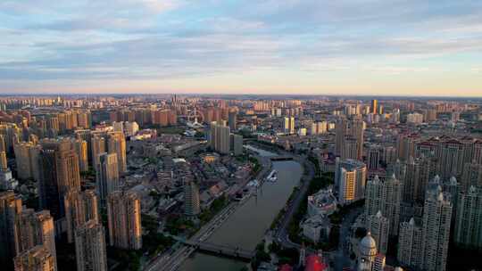 天津海河风景奥式风情区城市建筑风光航拍