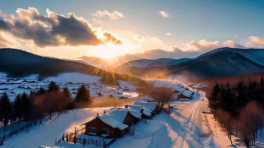 「有版权」航拍中国雪乡4K