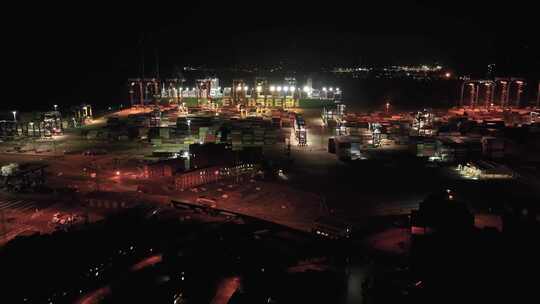 夜景贸易码头港口延时拍摄