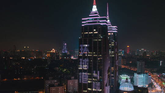 4K航拍上海环球港夜景