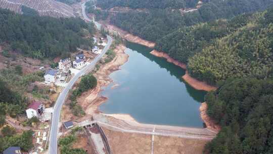 乡村水库风景航拍