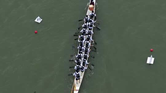 端午节赛龙舟比赛航拍龙舟俯拍龙舟划桨划船