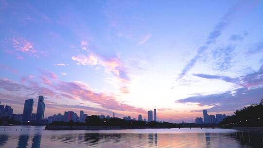 大气震撼厦门市城市大景晚霞延时摄影