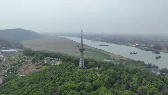 航拍湖南常德津市市区澧水河澧水大桥