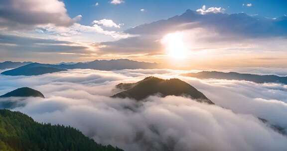 山脉云海日出景观