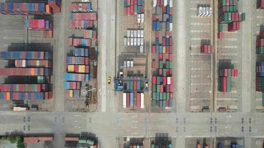 港口码头集装箱进出口贸易航拍