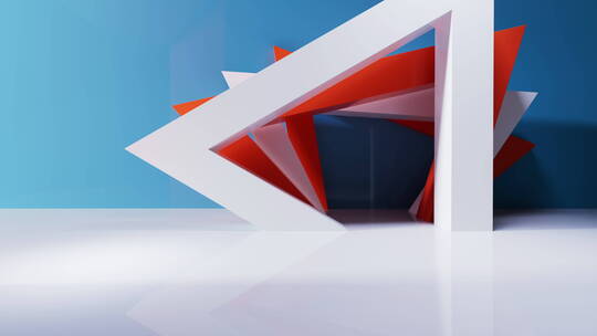 创意几何体室内空间3D渲染视频素材模板下载