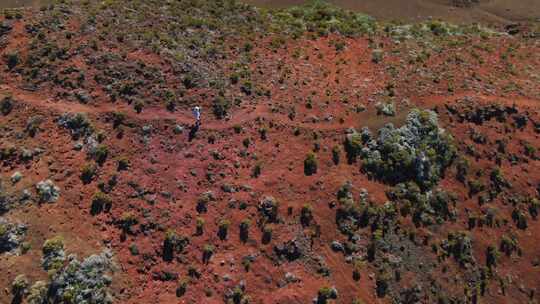 火山岩，人，徒步旅行，留尼汪岛