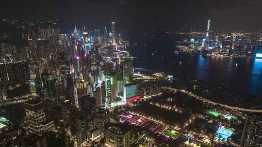 航拍香港灯光夜景延时