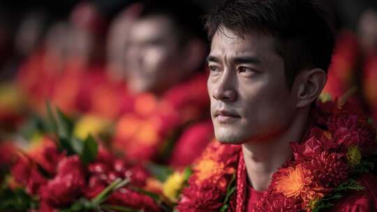 夏威夷男子身着鲜艳花环盛装出席