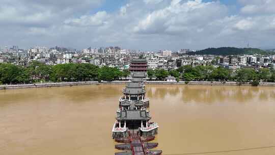 广东潮州广济桥历史文化古建筑航拍