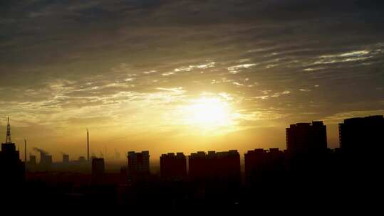 城市建筑都市日出日落朝阳晚霞夕阳黄昏航拍