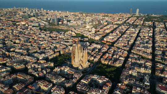 巴塞罗那城市天际线视频素材模板下载