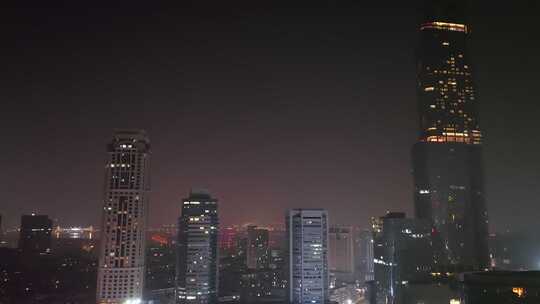 南京鼓楼区办公楼夜晚夜景航拍