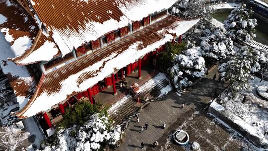 长沙地标建筑雪景开福寺雪景