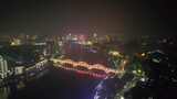 航拍广西柳州柳江文惠桥夜景高清在线视频素材下载