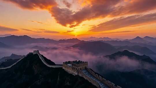 长城 中国长城万里长城绝美长城日出云海