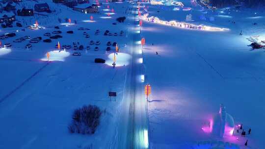 冰雪世界夜景灯光延时视频素材合集