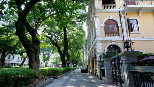 广州老街沙面大街历史景观欧式建筑