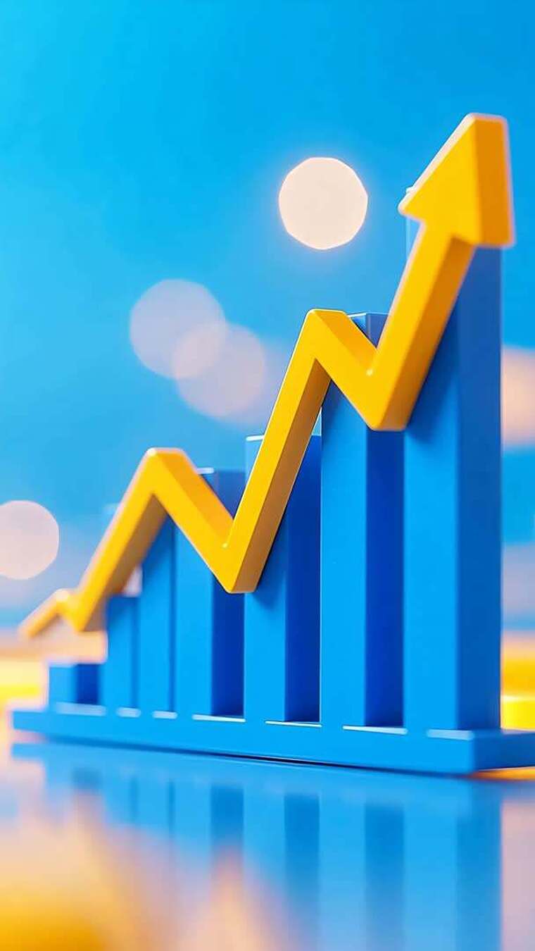 上升趋势的柱状图表素材