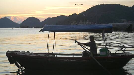 传统越南鱼船视频素材模板下载