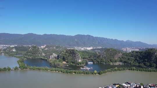 广东肇庆星湖景区七星山5A景区航拍