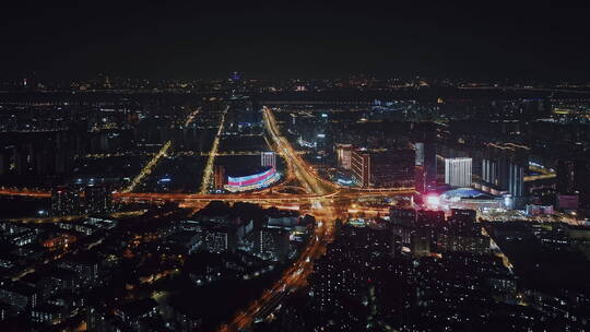 城市道路立交桥交通路网夜景视频素材模板下载