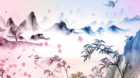 水墨山水古风背景画面