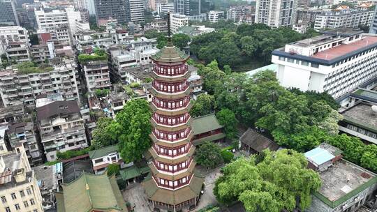 广东省广州市越秀区六榕寺塔全景航拍