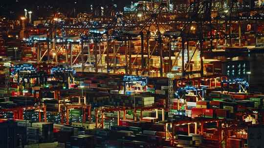 盐田港夜景港口货运码头贸易物流C0130
