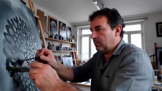 艺术家工作室绘画创作