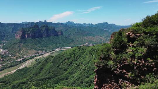 太行山 风景 瀑布 航拍视频素材模板下载