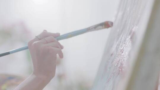 艺术家画水粉画笔颜料绘画想象力教育兴趣视频素材模板下载