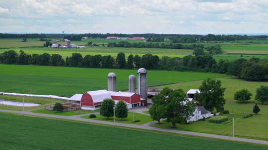 美国俄亥俄州农村的美国农业景观农场谷仓和