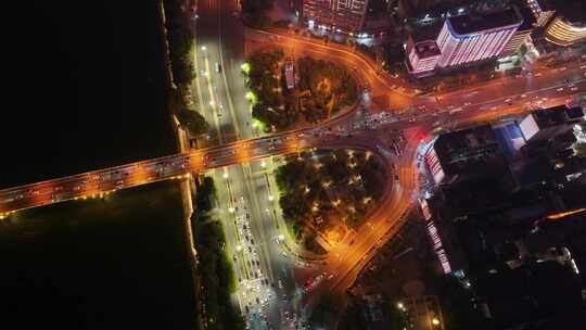 长沙城市地标风景夜晚夜景航拍风光美景湖南