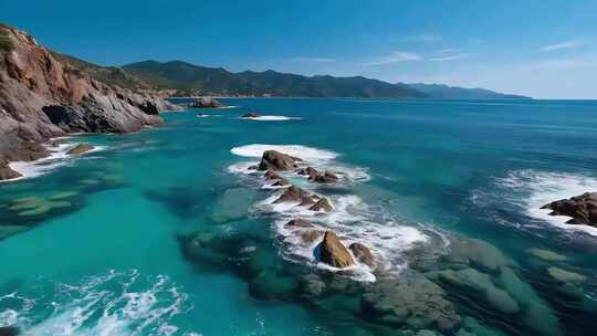 大海海浪浪花海洋巨浪翻滚